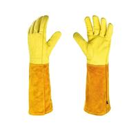 guantes para horno, 1 par de guantes resistentes for jardinería, poda rosas, manga larga a prueba espinas, soldadura y(Yellow orange,S)
