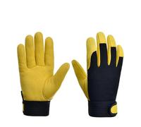 guantes para horno, Cuero de vaca Trabajadores Soldadura Protección Jardín Deportes Motociclista Conductor Resistente al desgaste(Yellow,M)