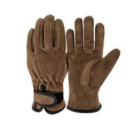 guantes para horno, Guantes de cuero for el trabajo, guantes, soldadura, for hombre(Brown Double Layer,XL)