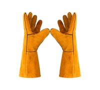 guantes para horno, Guantes de soldadura cuero resistentes al fuego y calor, quemador leña for Mig Stick Forge BBQ Grill(Yellow)