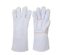 guantes para horno, Guantes de soldadura eléctricos piel vaca, doble espesor, resistentes al desgaste, con aislamiento térmico y alargamiento(Cyan Double deck)