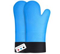 Guantes para Horno, Sopito Silicona Resistente al Calor Guantes para Horno Antideslizantes Extra Largos con protección de algodón para cocinar, Hornear