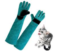 Guantes para la gestión de mascotas - Guantes para el manejo de animales | Guantes para la manipulación de mascotas de manga larga antimordeduras de piel de vacuno engrosada, guantes