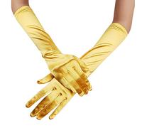 Guantes para mujer, color negro, talla única, estilo años 20, guantes góticos, guantes de tela para mujeres y niñas, guantes negros, guantes largos de Caperucita Roja, Belle Princesa, amarillo, Talla