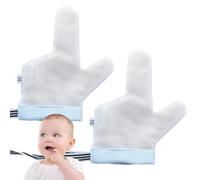 Guantes para niños sin arañazos, protector de pulgar para niños, sin arañazos, manoplas protectoras, mordeduras, mordeduras de uñas para niños de 6 meses a 5 años, Dos dedos azul S, Refer to
