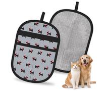 Guantes para quitar el pelo de mascotas con estampado de perros lindos de Navidad, guantes reutilizables para limpiar el baño