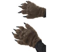 Guantes Peludos De Hombre Lobo Marrón Para Adultos Accesorio De Disfraz
