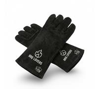 Guantes profesionales BBQ Lovers de piel de ante negra, resistentes al calor EN 407, guantes largos para horno y parrilla para protección del antebrazo, accesorios para barbacoa para hombre