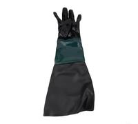 Guantes profesionales de protección contra chorro de arena con costuras dobles forradas de algodón, material de PVC para gabinete de chorro abrasivo (mano izquierda)
