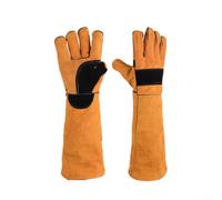 Guantes profesionales para el cuidado de mascotas con doble capa de cuero para una resistencia eficaz a arañazos y mordeduras (amarillo, 45 cm)