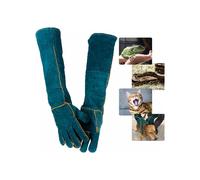 Guantes protectores de manga larga resistentes a las mordeduras, de cuero de vaca reforzado y forro de algodón.