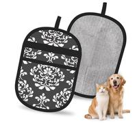 Guantes quitapelo de mascotas con estampado de damasco, herramienta de limpieza para el hogar