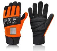 Guantes resistentes a cortes, 1 par de guantes seguridad cuero for motosierra. Protección contra cortes en ambas manos y el dorso. Guantes mecánico resistentes a , con acolchado grueso EVA(XL)