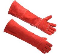 Guantes resistentes al calor, forjados en cuero, resistentes al desgaste y con palma engrosada, for acampar y cocinar con manga ultra larga de 24 pulgadas, soporte for ollas y estufas de chimenea.