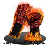 Guantes Resistentes al Calor KUOGAS, Fibras Ignífugas, Silicona, Algodón Poliéster, Rojo, Para Parrilla, Horno, Soldadura, Reparación Eléctrica