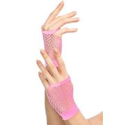 Guantes rockeros de rejilla años 80 / 90 para señoras y niñas (rosa)