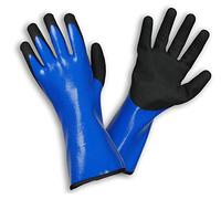 Guantes ROSTAING LIQUIDO - Par de guantes de trabajo 100% impermeables - Para trabajos de albañilería, arenado y fachadas - Guantes de protección azul y negro de longitud media - Útiles para cemento