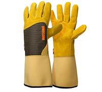 Guantes ROSTAING RONCIER - Par de Guantes de Jardinería - Protección de Cuero - Guantes de Jardinería para Espinas y Zarzas y Guantes de Trabajo, Beige