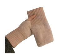 Guantes Sin Dedos 2pairs Soft Winter Half Finger Gloves Women Warm White Plush Knitted Fingerless Wrist Mittens(Pink)
