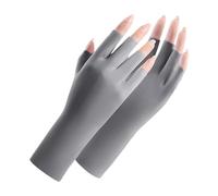 Guantes sin dedos con bloqueo de rayos ultravioletas, diseño de malla refrescante, antiquemaduras solares, para deportes, estilos de moda, guantes de hilo originales, gris oscuro, Talla única
