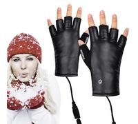 Guantes sin dedos con calefacción USB, 17 x 9 cm, recargables, para invierno, para trabajo, compatibles con pantalla táctil, funcionalidad flexible, guantes cálidos para hombres y mujeres, al aire