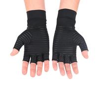 Guantes sin dedos con soporte elástico para aliviar las manos, guantes de | Material de punto de alta elasticidad, líneas de tejido con infusión de cobre, corte expuesto en la punta de los dedos