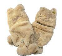 Guantes Sin Dedos Cute Rabbit Knit Mittens Plush Fingerless Gloves Flip Half Finger Driving Glove Winter Soft Warm Thick For Women(Light Coffee)