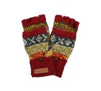 Guantes sin dedos de lana para mujer Mitones de punto a mano Fair Isle multicolor, talla única, hecho a mano, extra cálido, Pachamama Fair Trade, Herrumbre, talla única