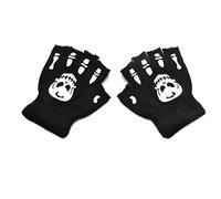 Guantes Sin Dedos Elásticos para Cosplay De Esqueleto Que Brillan En La Oscuridad para Niños Halloween Mitones De Medio Dedo De Punto Brillantes Guantes para Niños Estrellas Negras
