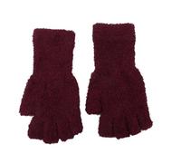 Guantes Sin Dedos Guantes de lana Coral for mujer y niña, guantes sin dedos con pantalla táctil Color sólido, manoplas escritura gruesas cálidas felpa for invierno(Wine Red)