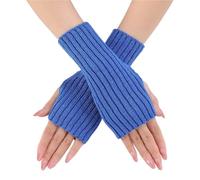 Guantes Sin Dedos Guantes De Medio Dedo For Mujer, Mangas Brazo Tejidas For Invierno, Mitones Sin Dedos, Suaves Color Sólido, For Estudiantes Con Pantalla Táctil(Blue)