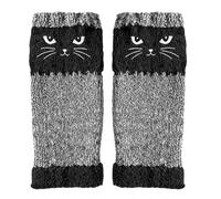 Guantes Sin Dedos - Guantes De Punto Con Medio Dedo | Manoplas Elásticas Guante De Medio Dedo, Tejido Elástico Cálido, Guante De Invierno, Manoplas Sin Dedos, Manopla De Mano Abierta Con Diseño De Bor