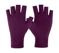 Guantes sin dedos para manos de lámpara de luz UV, guantes de medio dedo, guantes para el cuidado de la piel, guantes anti luz UV para hacer manicura de uñas de gel B-morado claro