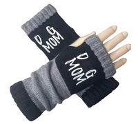 Guantes sin dedos para mujer, 8 colores, de punto, medio dedo, con diseño de letras de moda, para uso diario, entrenamiento, esquí, correr, deportes, fiesta, vida diaria (negro, talla única)