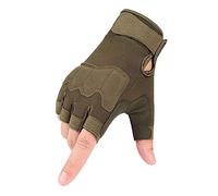 Guantes tácticos de Medio Dedo Hombres Mujeres Guantes sin Dedos Antideslizantes para Deportes al Aire Libre Ciclismo Moto Senderismo Escalada Camping Caza Correr Correr ejército Verde L