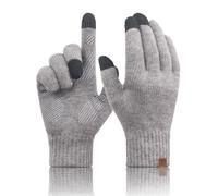 Guantes Tactiles Hombre de Lana Merino, Guantes Invierno Termicos Transpirable de Punto para Hombre Mujer, Tejido de Punto Cálido para Movil Conducir Coche Bici Running Senderismo - Gris XL