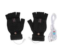 Guantes térmicos con calefacción por USB, guantes de punto térmicos con calefacción eléctrica, de medio dedo y con calefacción bidireccional, ideales para escribir, jugar, trabajar (Negra)