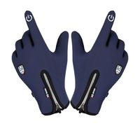 Guantes térmicos de invierno - Guantes de invierno con cremallera para hombre y mujer, forro de franela suave, dedos táctiles con palma de gel de sílice punteada, diseño antideslizante, soporta casi