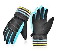 Guantes térmicos de invierno para niños, forro polar cálido, resistentes al viento, impermeables, para esquí y nieve, para niños, niñas, snowboard, patinaje, trineo, esquí, rugby, correr, azul, M