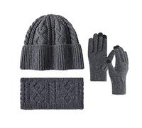 Guantes térmicos para Invierno Guantes de Invierno con Pantalla táctil, Conjunto Bufanda y Gorro, Multicolor, Talla única, 1 Uds(Grey)