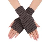 Guantes Térmicos Sin Dedos 1 Pair Autumn Winter Short Arm Sleeves Half Finger Gloves For Women Solid Color Knitted Fingerless Hand Warmer Mittens(Dark grey)