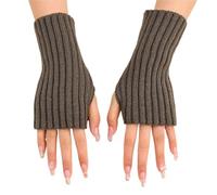 Guantes Térmicos Sin Dedos 2pair Autumn Winter Warm Fingerless Solid Color Ribbed Knitted Short Gloves Arm Warmers(Grey)