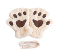 Guantes Térmicos Sin Dedos Cute Cat Paw Gloves, Fuzzy Plush Animal Claw Mittens, Winter Warm Fingerless For Women ，Cosplay & Daily(Beige)
