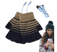 Guantes térmicos sin dedos | Guantes térmicos por USB | Manopla de calefacción cálida de invierno | Diseño unisex de punto, alimentado por USB, ajuste elástico para adultos, ideal para escribir