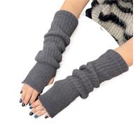 Guantes Térmicos Sin Dedos Solid Color Wrist Arm Warmer Gloves For Women Cold Proof Winter Warm Sleeve Knitted Soft Stacked Fingerless Mittens(Dark grey)