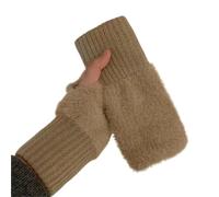 Guantes Térmicos Sin Dedos Women's Cozy Fingerless Gloves Soft Warm Stylish Winter Pure White Hand-Washable Perfect For Cold Weather Casual Wear(Khaki)