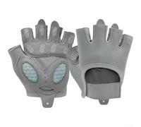 Guantes transpirables de medio dedo con puntos de masaje de palma de silicona y cobertura antideslizante específica para el dedo (gris L 19,5-21,5 cm)