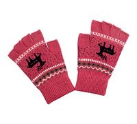 Guantes unisex de invierno con pantalla táctil de medio dedo: cálidos sin dedos para dactilografía en punto elástico, rojo, Talla única