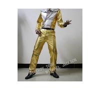 (Guantes XL) Michael Jackson Rendimiento Histórico Chaqueta Oro Amarillo Pantalones Guantes Mj Historia