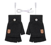 Guanti Riscaldati USB - Cotone 21,5 x 8 cm | Riscaldamento Rapido, Temperatura Regolabile | Guanti Lavorati A Maglia Pantalla táctil Mezzo O Dita Complete Per Ciclismo Sci Pendolarismo Clima Freddo